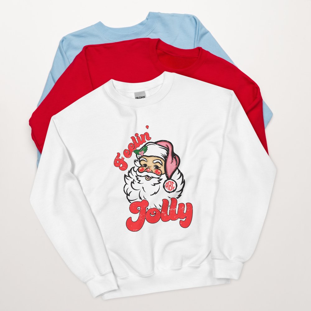 Monogrammed 'Feelin' Jolly' Santa Crewneck Sweatshirt - United Monograms
