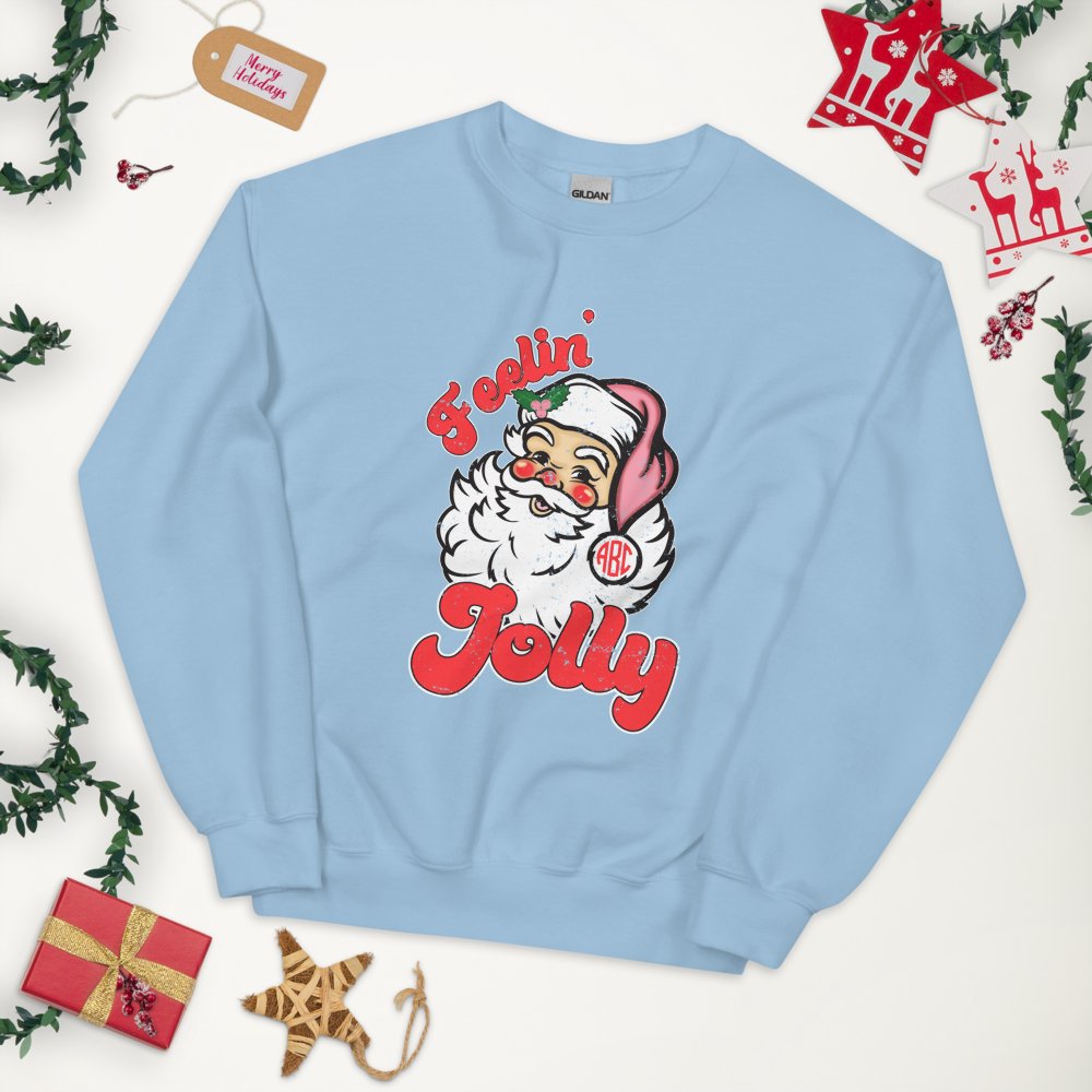 Monogrammed 'Feelin' Jolly' Santa Crewneck Sweatshirt - United Monograms