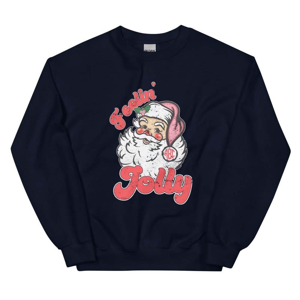 Monogrammed 'Feelin' Jolly' Santa Crewneck Sweatshirt - United Monograms
