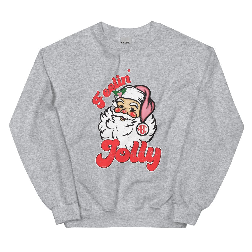 Monogrammed 'Feelin' Jolly' Santa Crewneck Sweatshirt - United Monograms