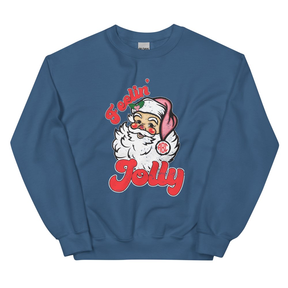 Monogrammed 'Feelin' Jolly' Santa Crewneck Sweatshirt - United Monograms