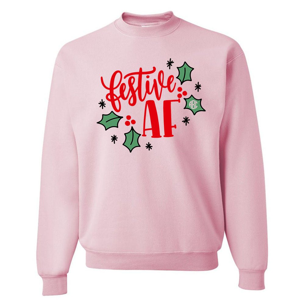 Monogrammed 'Festive AF' Crewneck Sweatshirt - United Monograms