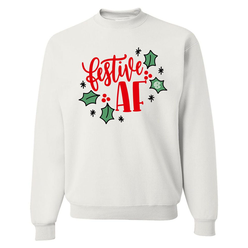 Monogrammed 'Festive AF' Crewneck Sweatshirt - United Monograms