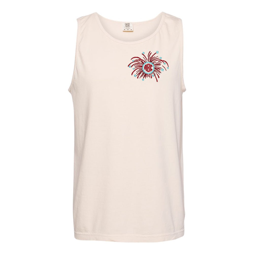 Monogrammed Fireworks Comfort Colors Tank Top - United Monograms
