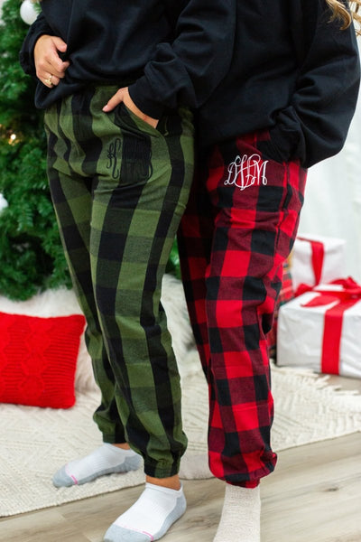 Monogrammed Flannel Joggers - United Monograms