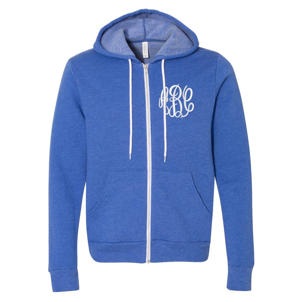 Monogrammed Fleece Full Zip Hoodie - United Monograms