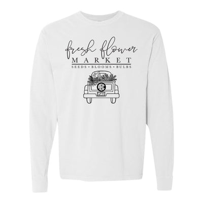 Monogrammed 'Flower Market' Comfort Colors Long Sleeve T-Shirt - United Monograms
