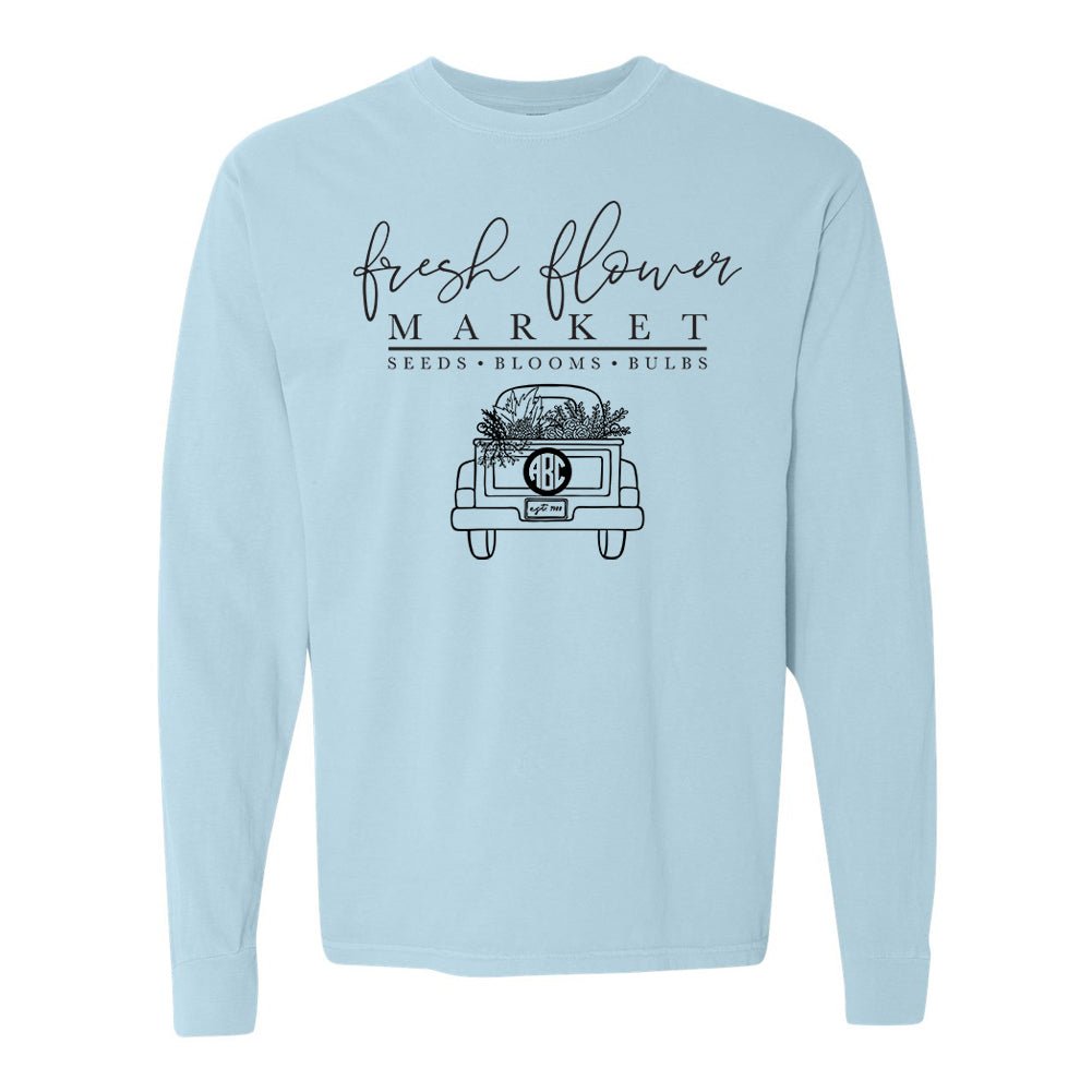 Monogrammed 'Flower Market' Comfort Colors Long Sleeve T-Shirt - United Monograms