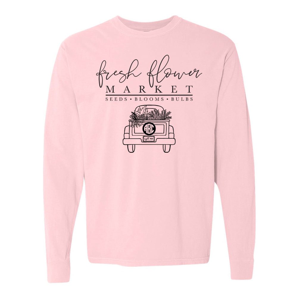 Monogrammed 'Flower Market' Comfort Colors Long Sleeve T-Shirt - United Monograms