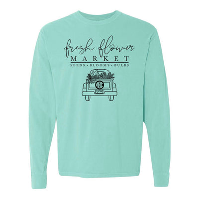Monogrammed 'Flower Market' Comfort Colors Long Sleeve T-Shirt - United Monograms