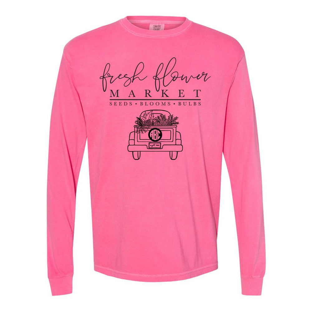 Monogrammed 'Flower Market' Comfort Colors Long Sleeve T-Shirt - United Monograms