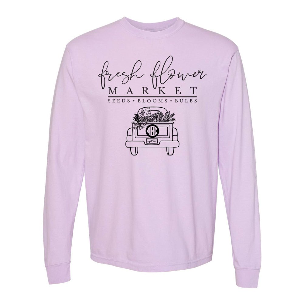 Monogrammed 'Flower Market' Comfort Colors Long Sleeve T-Shirt - United Monograms