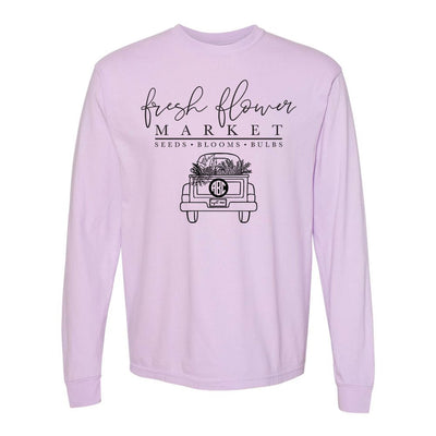 Monogrammed 'Flower Market' Comfort Colors Long Sleeve T-Shirt - United Monograms