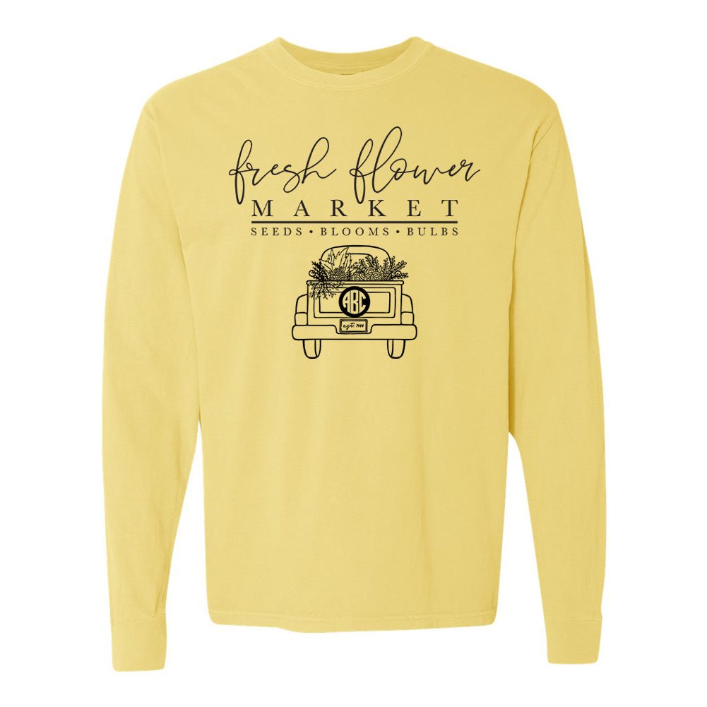 Monogrammed 'Flower Market' Comfort Colors Long Sleeve T-Shirt - United Monograms