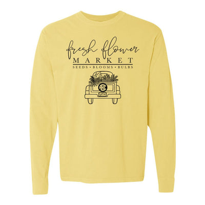 Monogrammed 'Flower Market' Comfort Colors Long Sleeve T-Shirt - United Monograms