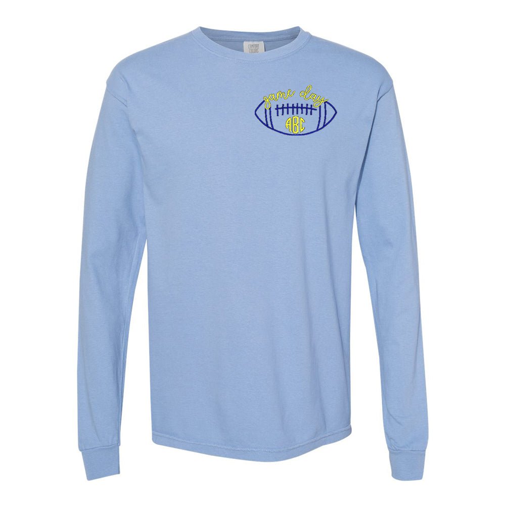 Monogrammed Football Game Day Comfort Colors Long Sleeve T-Shirt - United Monograms