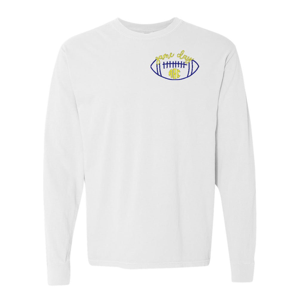 Monogrammed Football Game Day Comfort Colors Long Sleeve T-Shirt - United Monograms
