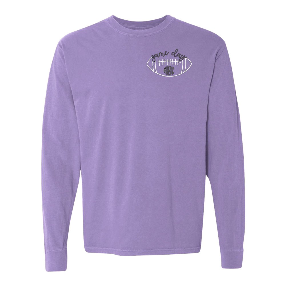 Monogrammed Football Game Day Comfort Colors Long Sleeve T-Shirt - United Monograms