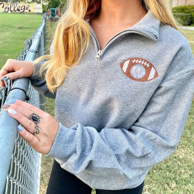 Monogrammed Football Quarter Zip Sweatshirt - United Monograms
