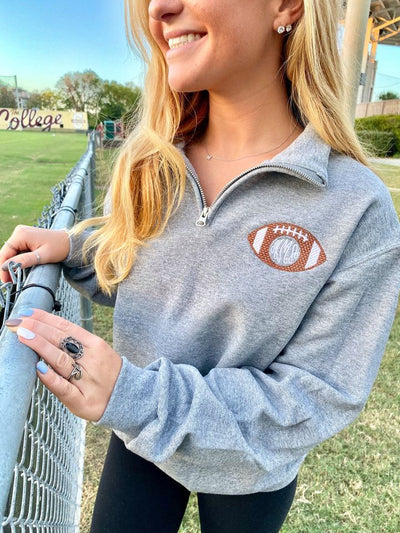 Monogrammed Football Quarter Zip Sweatshirt - United Monograms