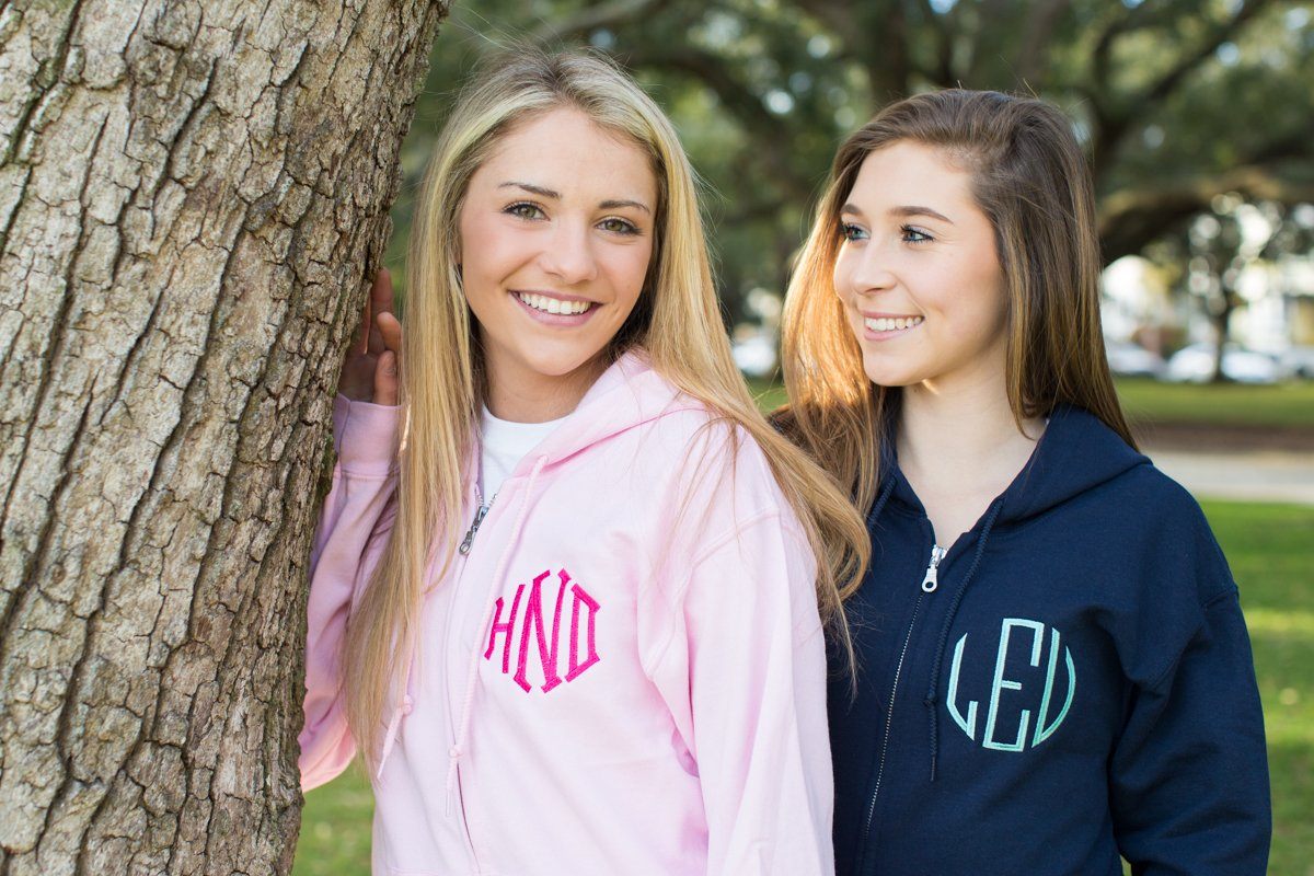Monogrammed Full Zip Hooded Sweatshirt – United Monograms
