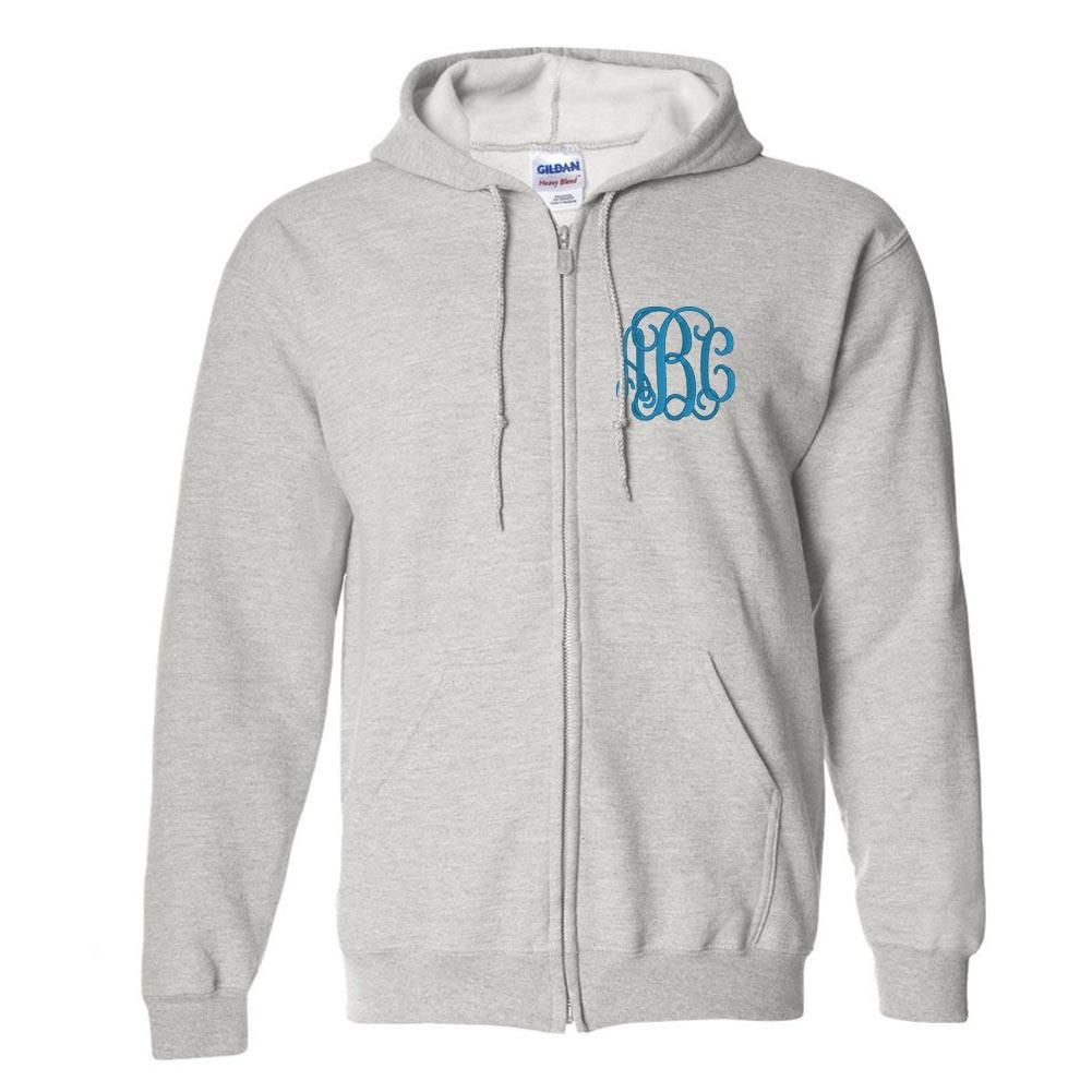 Monogrammed Full Zip Hooded Sweatshirt – United Monograms