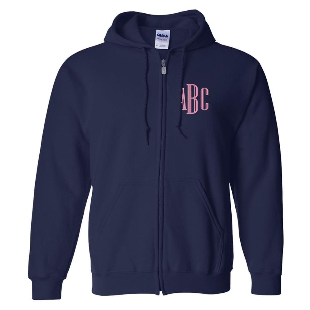 Monogrammed Full Zip Hooded Sweatshirt – United Monograms