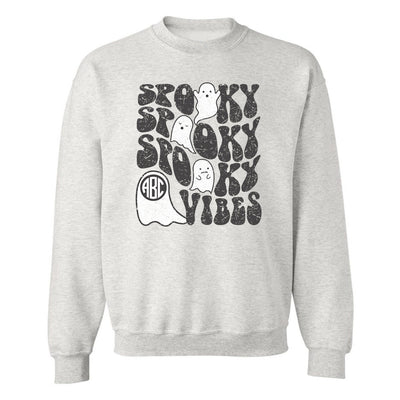 Monogrammed 'Ghost Spooky Vibes' Crewneck Sweatshirt - United Monograms