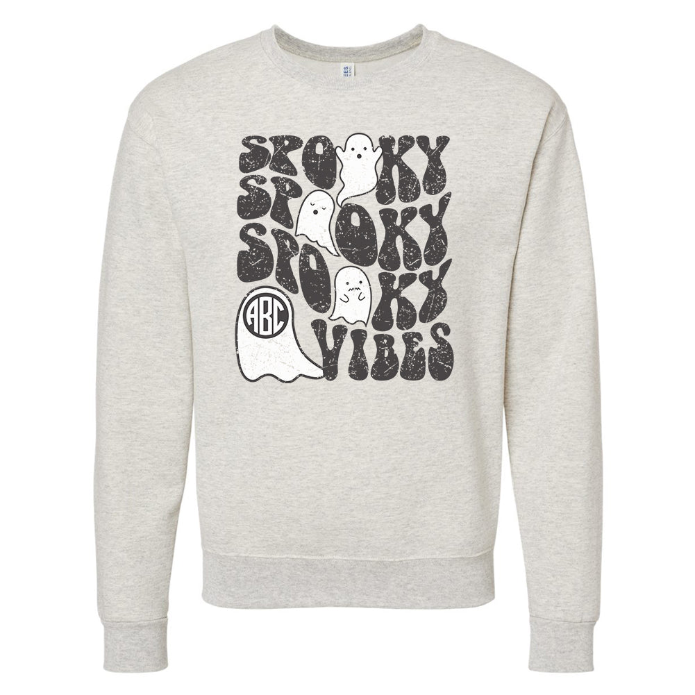Monogrammed 'Ghost Spooky Vibes' Crewneck Sweatshirt - United Monograms