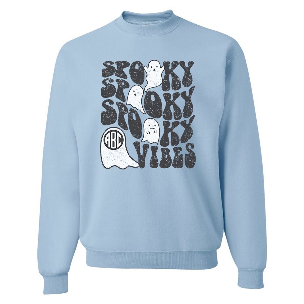 Monogrammed 'Ghost Spooky Vibes' Crewneck Sweatshirt - United Monograms