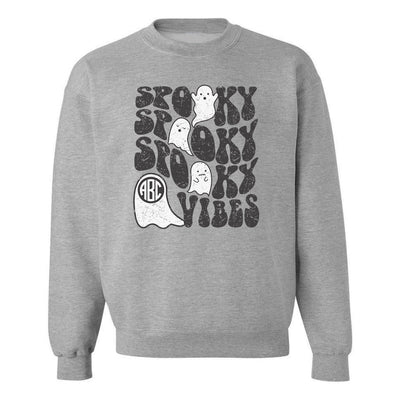 Monogrammed 'Ghost Spooky Vibes' Crewneck Sweatshirt - United Monograms