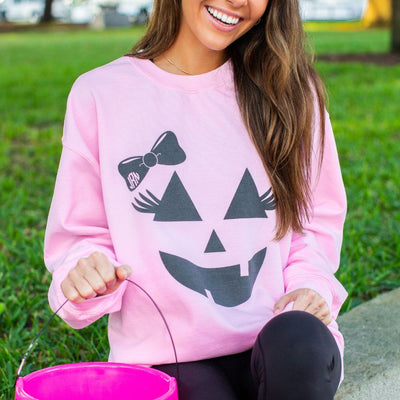 Monogrammed 'Girly Jack - O - Lantern' Crewneck Sweatshirt - United Monograms