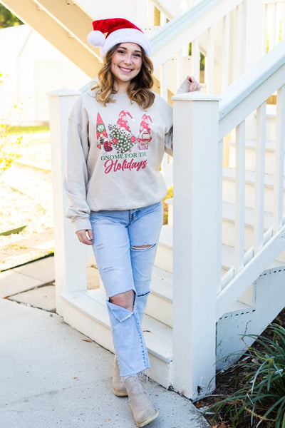 Monogrammed 'Gnome For The Holidays' Crewneck Sweatshirt - United Monograms