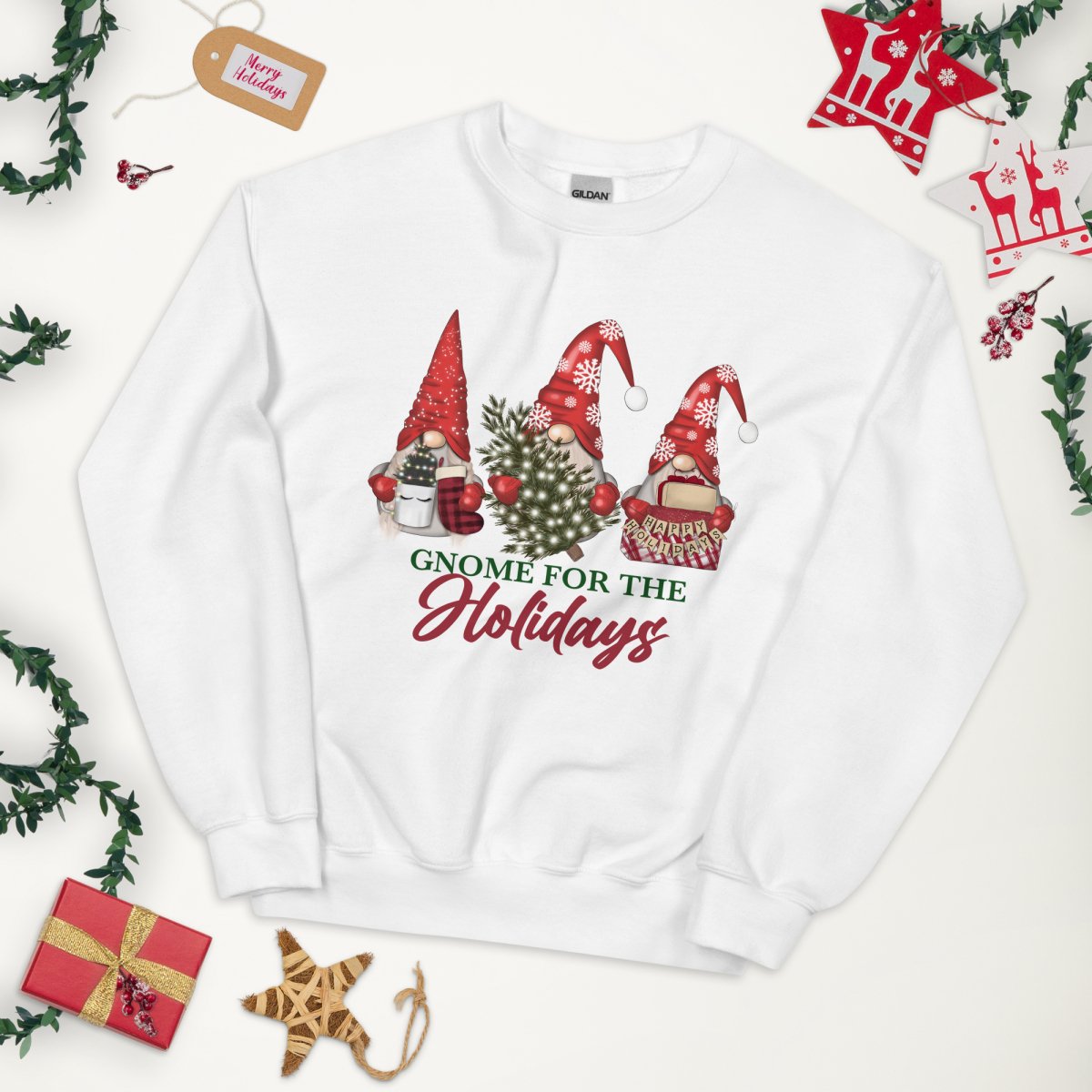 Monogrammed 'Gnome For The Holidays' Crewneck Sweatshirt - United Monograms