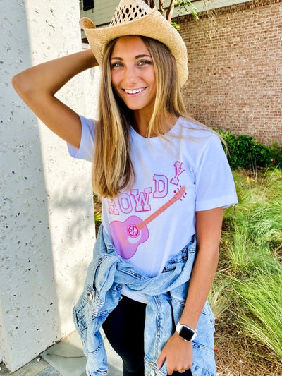 Monogrammed 'Guitar Howdy' Premium T-Shirt - United Monograms