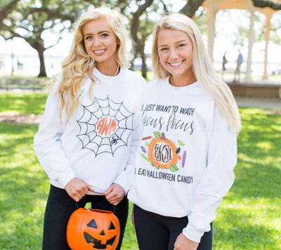 Monogrammed 'Halloween Spider Web' Crewneck Sweatshirt - United Monograms
