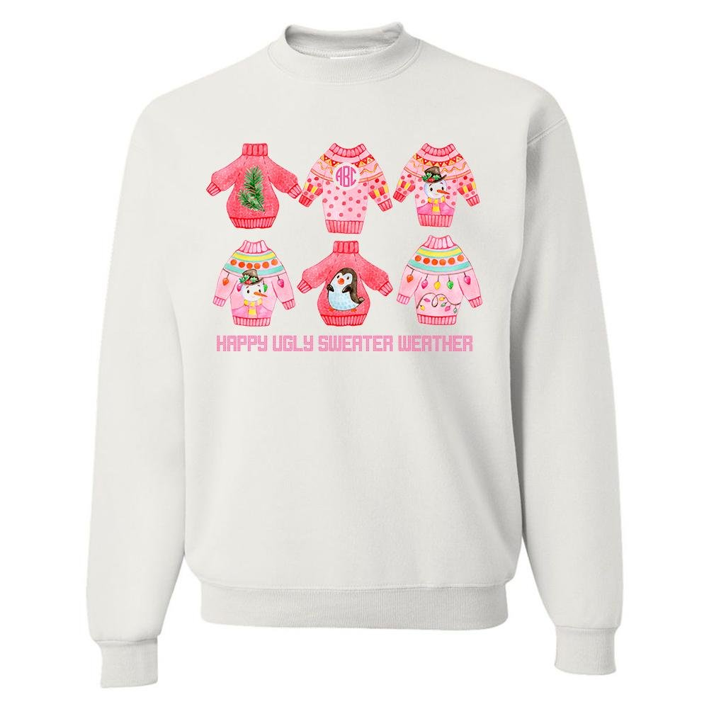 Monogrammed 'Happy Ugly Sweater Weather' Crewneck Sweatshirt - United Monograms