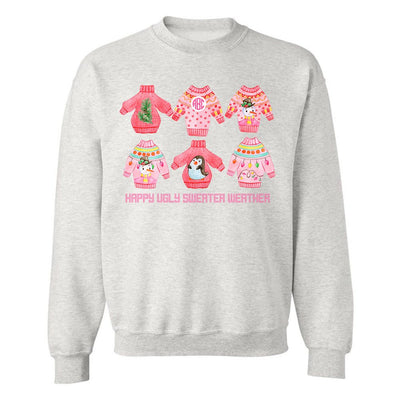 Monogrammed 'Happy Ugly Sweater Weather' Crewneck Sweatshirt - United Monograms