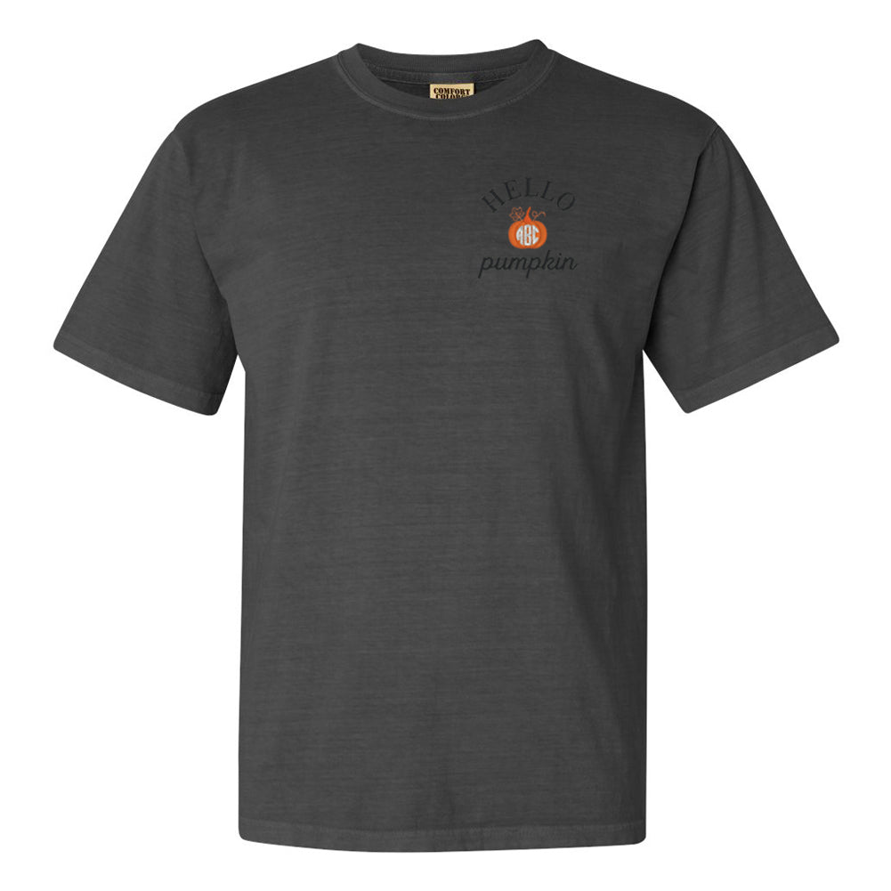 Monogrammed Hello Pumpkin Comfort Colors T-Shirt - United Monograms