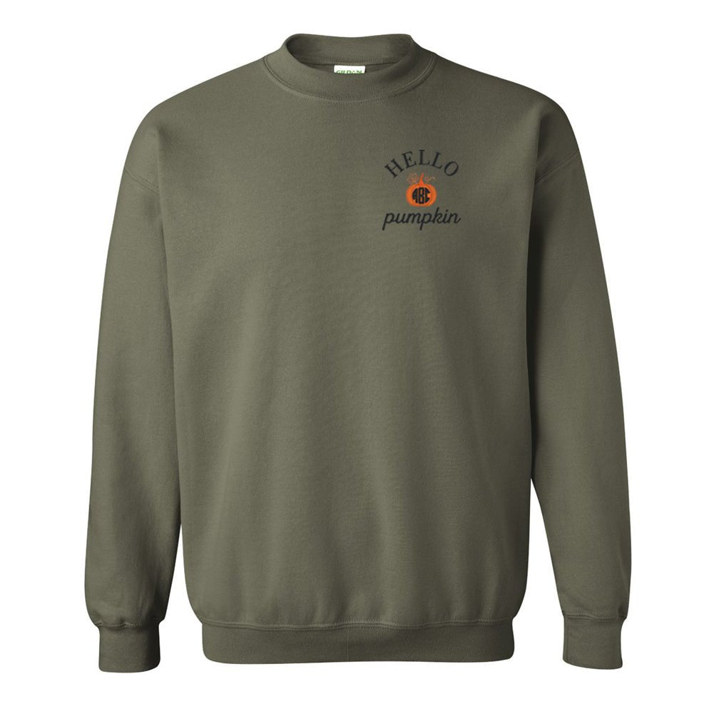 Monogrammed Hello Pumpkin Crewneck Sweatshirt - United Monograms