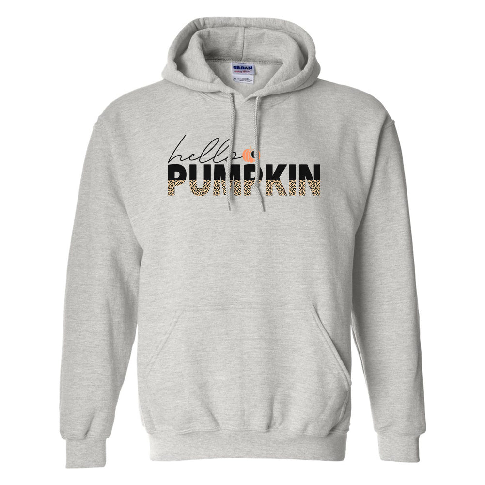 Monogrammed 'Hello Pumpkin' Leopard Hoodie - United Monograms