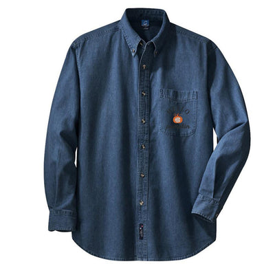 Monogrammed Hello Pumpkin Oversized Denim Shirt - United Monograms