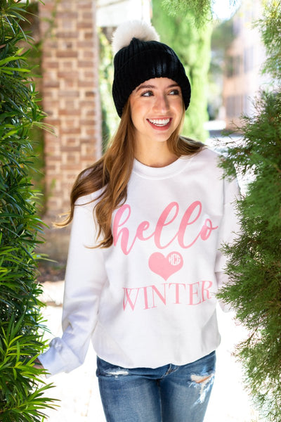 Monogrammed 'Hello Winter' Crewneck Sweatshirt - United Monograms