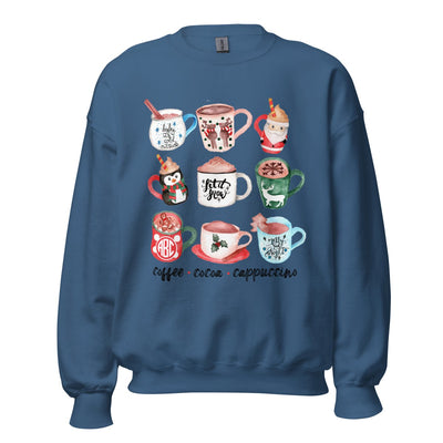 Monogrammed 'Holiday Coffee Drinks' Crewneck Sweatshirt - United Monograms