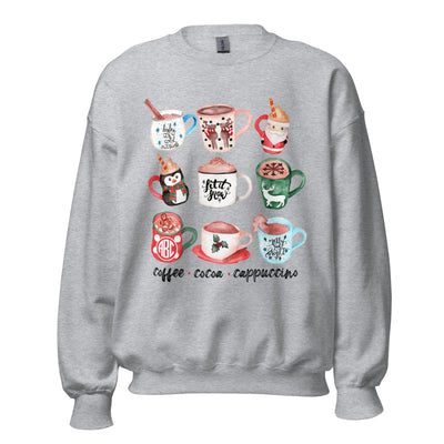 Monogrammed 'Holiday Coffee Drinks' Crewneck Sweatshirt - United Monograms