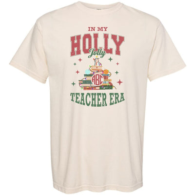 Monogrammed 'Holly Jolly Teacher Era' T - Shirt - United Monograms