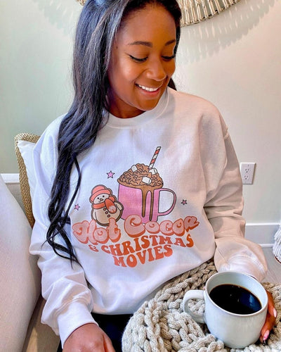 Monogrammed 'Hot Cocoa & Christmas Movies' Crewneck Sweatshirt - United Monograms