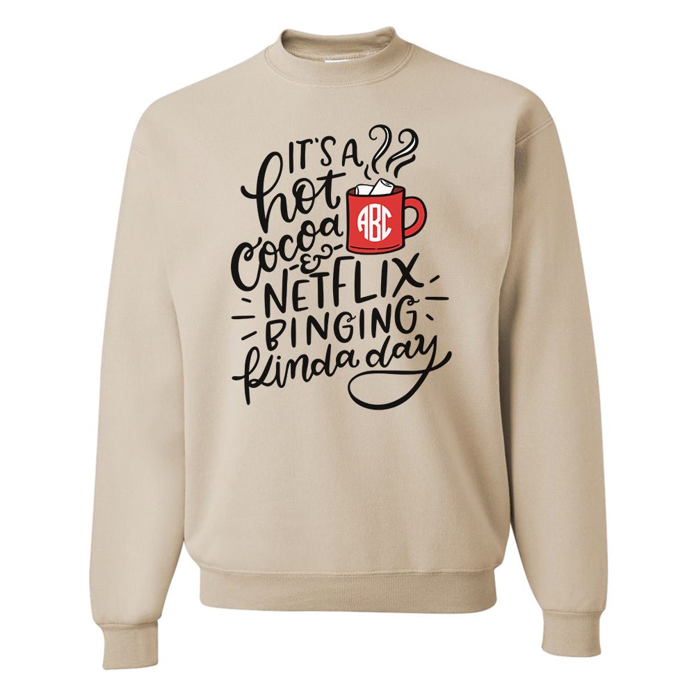 Monogrammed 'Hot Cocoa & Netflix Binging' Crewneck Sweatshirt - United Monograms