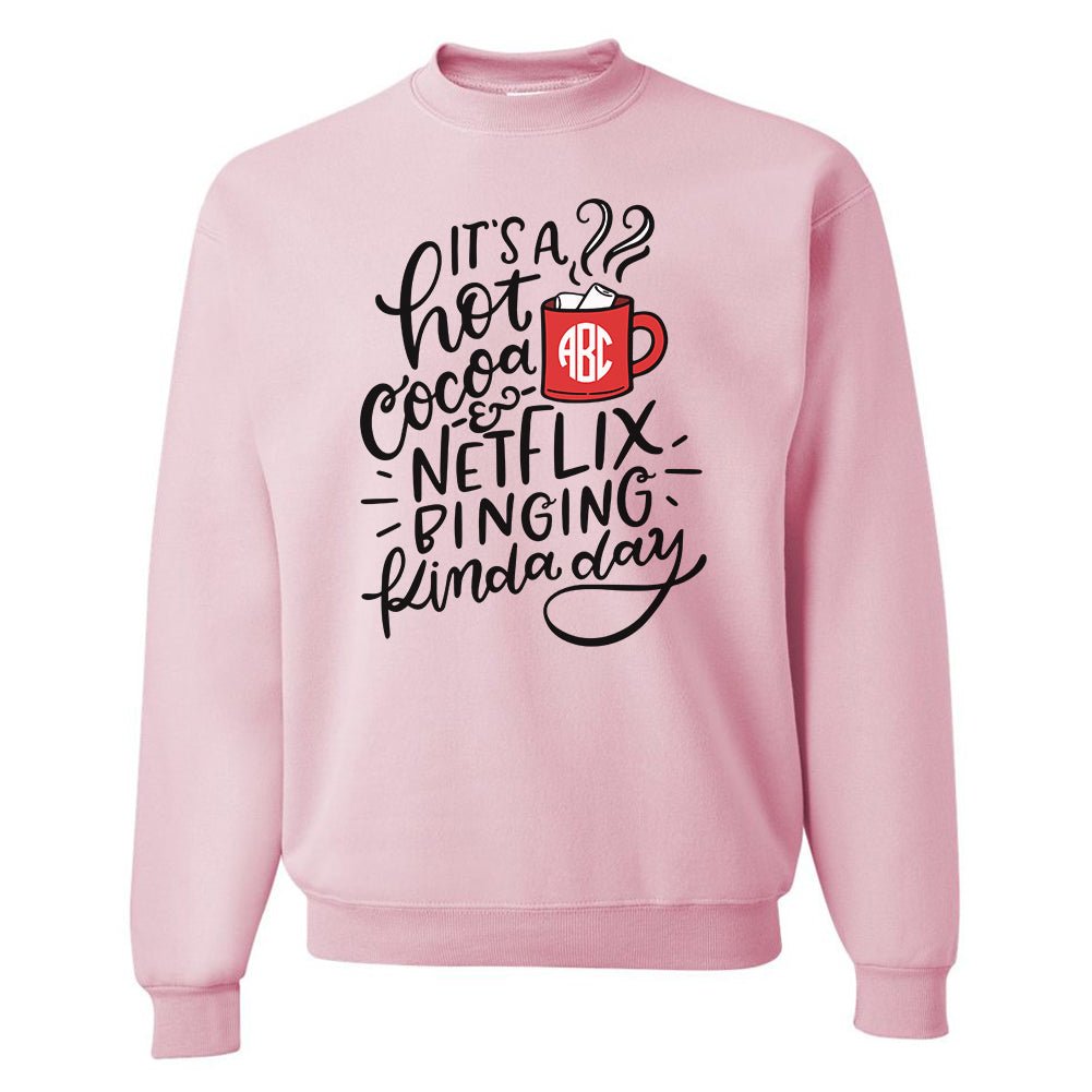 Monogrammed 'Hot Cocoa & Netflix Binging' Crewneck Sweatshirt - United Monograms
