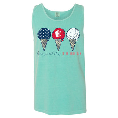 Monogrammed 'How Sweet It Is To Be American' Comfort Colors Tank Top - United Monograms